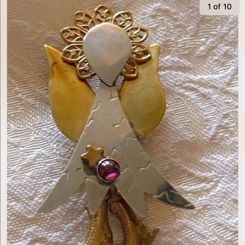 Signed Articulated Skating Angel Pin